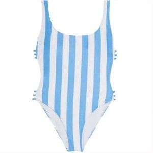Kenny Flowers’ blue and white striped one piece | Size M
